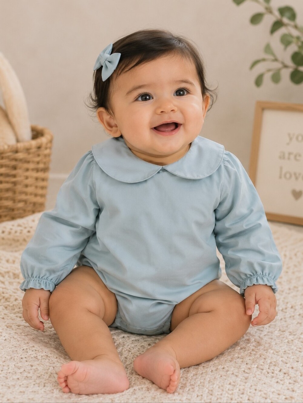 NWT TBBC The Beaufort Bonnet Company Blue Bubble Romper 6-12M